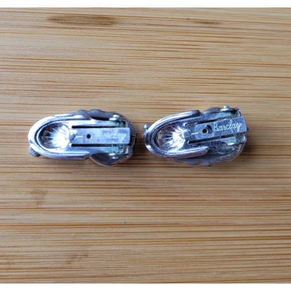Vintage Barclay Silver Tone Leaf Clip On Earrings Signed - Picture 4 of 5